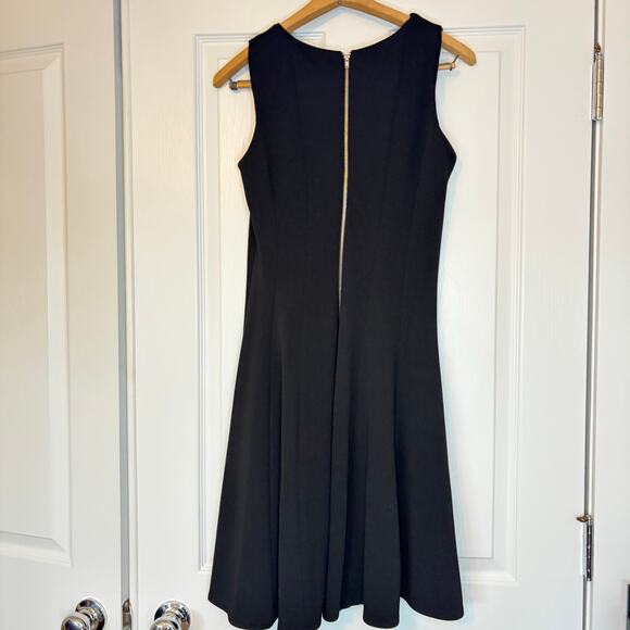 Gabby Skye womens black fit flare dress white stripe detail.  Size 4. keyhole - Picture 5 of 6